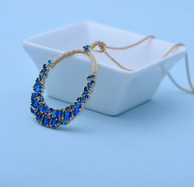 Gift Kanoor Pendant - Blue - Kuberlo - Best Gift for - Imitation Jewellery - Designer Jewellery - one gram gold - fashion jewellery