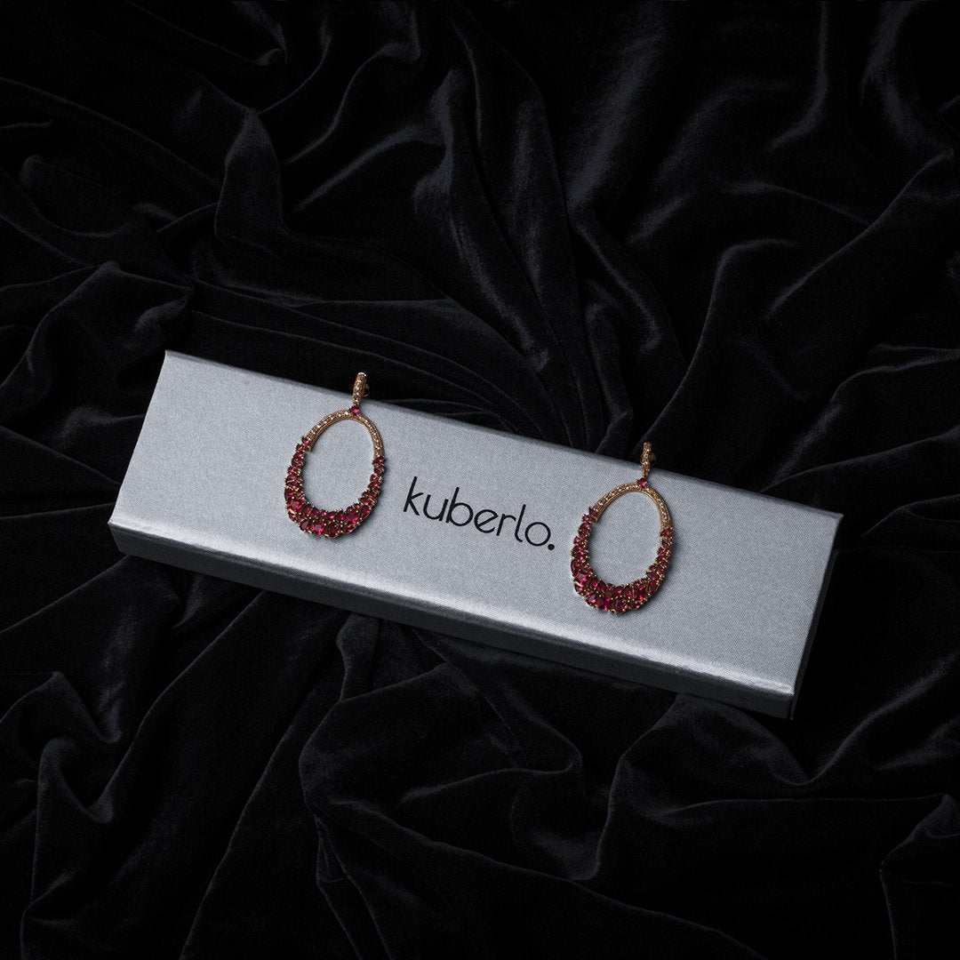 Gift Kanoor Ruby Dangler earrings - Kuberlo - Best Gift for - Imitation Jewellery - Designer Jewellery - one gram gold - fashion jewellery