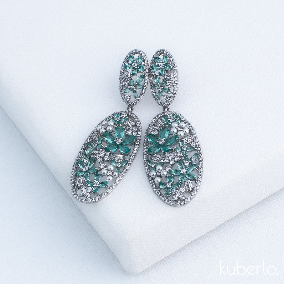 Blue Floral Earrings - Kuberlo - Best Gift for - Imitation Jewellery - Designer Jewellery - one gram gold - fashion jewellery