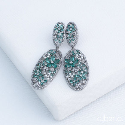 Blue Floral Earrings - Kuberlo - Best Gift for - Imitation Jewellery - Designer Jewellery - one gram gold - fashion jewellery