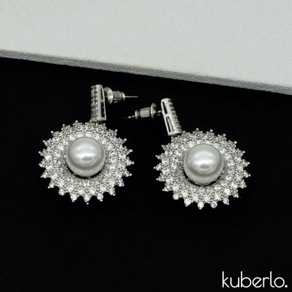 Central Pearl Dangler Earrings - Kuberlo - Best Gift for - Imitation Jewellery - Designer Jewellery - one gram gold - fashion jewellery