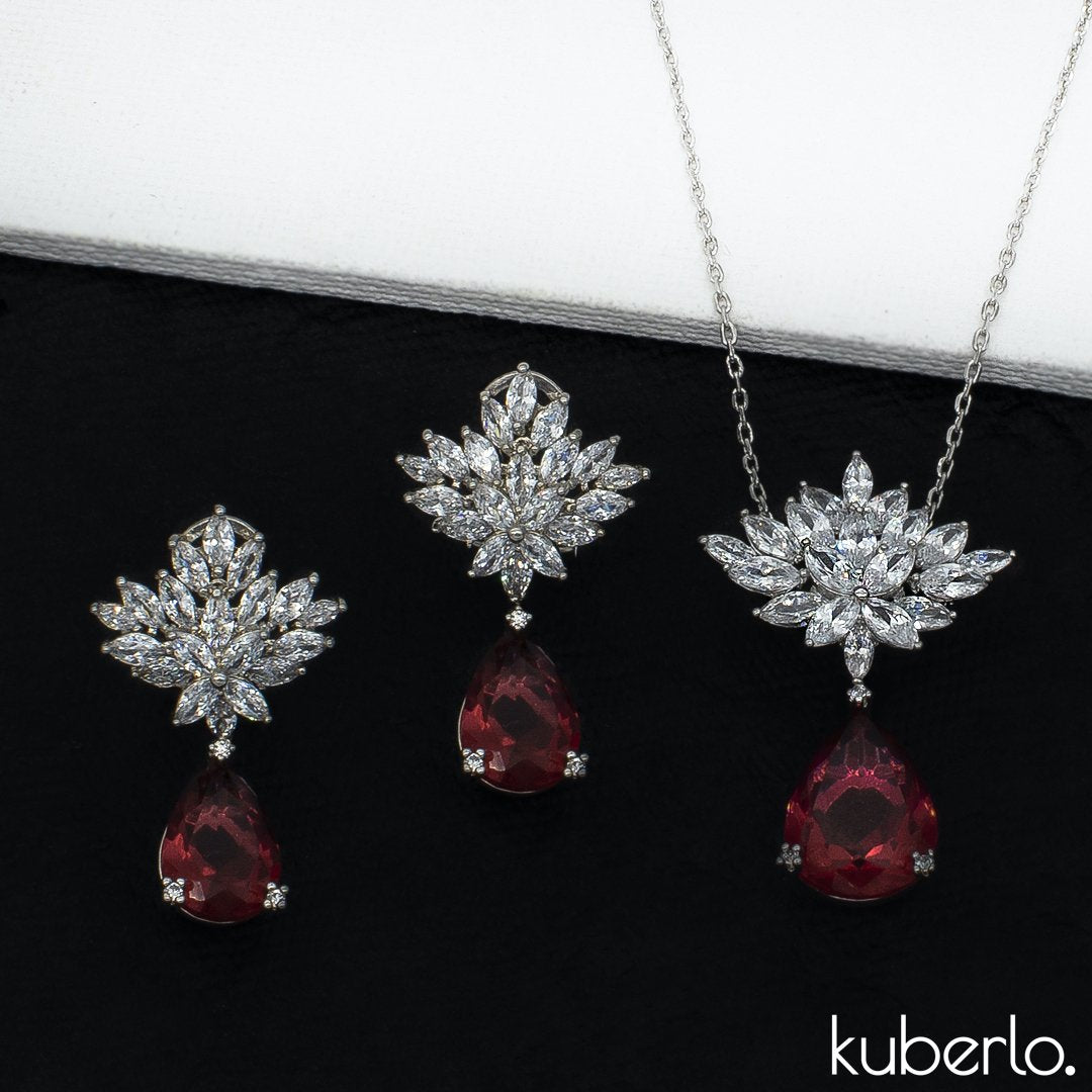 Arata Ruby Necklace Set - Kuberlo - Best Gift for - Imitation Jewellery - Designer Jewellery - one gram gold - fashion jewellery