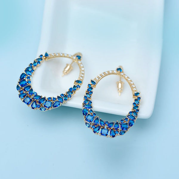 Kanoor Dangler Earrings  (Blue) - Kuberlo - Best Gift for - Imitation Jewellery - Designer Jewellery - one gram gold - fashion jewellery