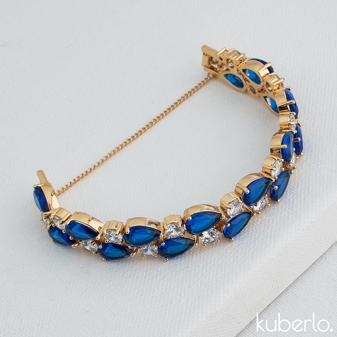 Blue Crystal Sparkle Bracelet - Kuberlo - Best Gift for - Imitation Jewellery - Designer Jewellery - one gram gold - fashion jewellery