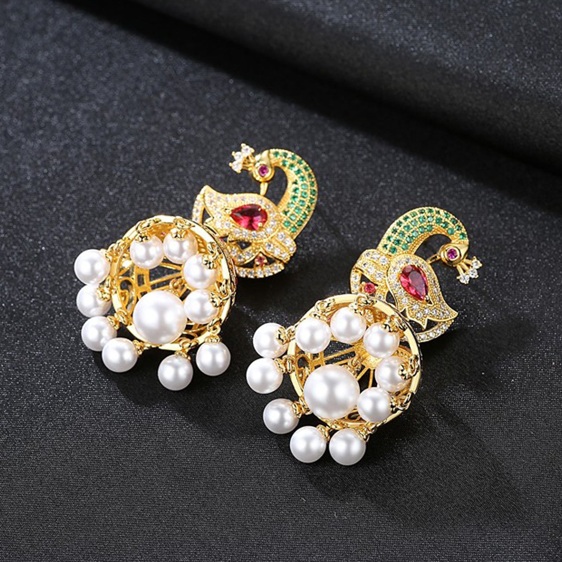 Peafowl Jhumka Earrings - Kuberlo - Best Gift for - Imitation Jewellery - Designer Jewellery - one gram gold - fashion jewellery