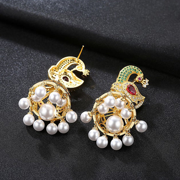 Peafowl Jhumka Earrings - Kuberlo - Best Gift for - Imitation Jewellery - Designer Jewellery - one gram gold - fashion jewellery