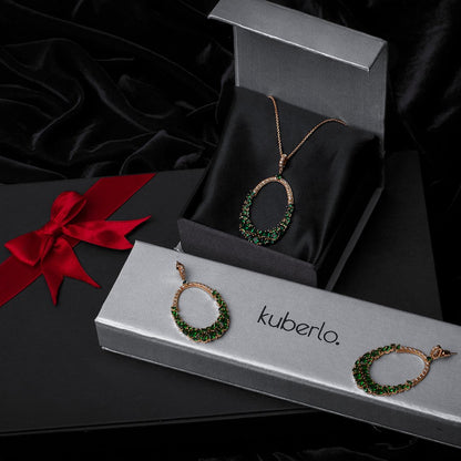 Gift Kanoor Emerald Necklace Set - Kuberlo - Best Gift for - Imitation Jewellery - Designer Jewellery - one gram gold - fashion jewellery