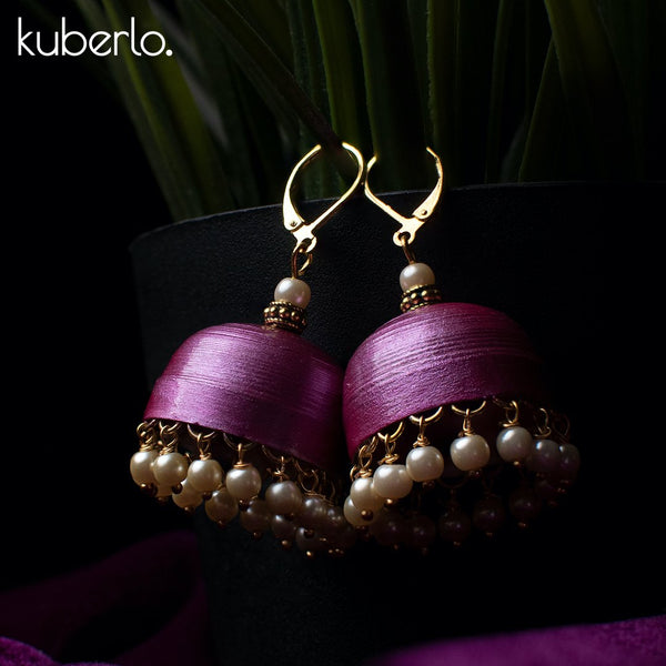 Hand Made Jhumka earrings - Violet - Kuberlo - Best Gift for - Imitation Jewellery - Designer Jewellery - one gram gold - fashion jewellery