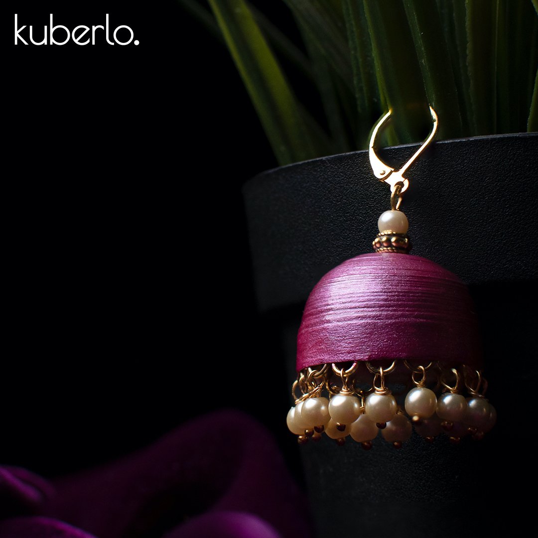 Hand Made Jhumka earrings - Violet - Kuberlo - Best Gift for - Imitation Jewellery - Designer Jewellery - one gram gold - fashion jewellery