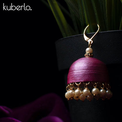 Hand Made Jhumka earrings - Violet - Kuberlo - Best Gift for - Imitation Jewellery - Designer Jewellery - one gram gold - fashion jewellery