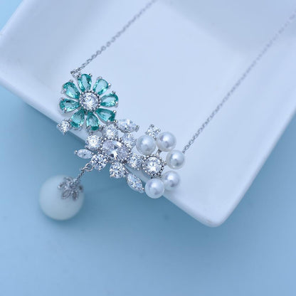 Blue Floral Pendant - Kuberlo - Best Gift for - Imitation Jewellery - Designer Jewellery - one gram gold - fashion jewellery