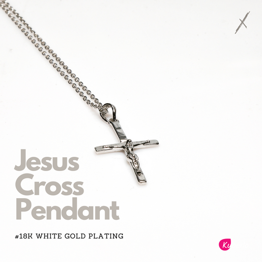 Jesus Cross Pendant (White Gold Plating)