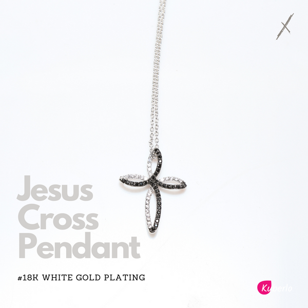 Jesus Cross Pendant (Black Crystals)