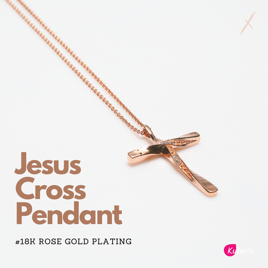 Jesus Cross Pendant (Rose Gold Plating)