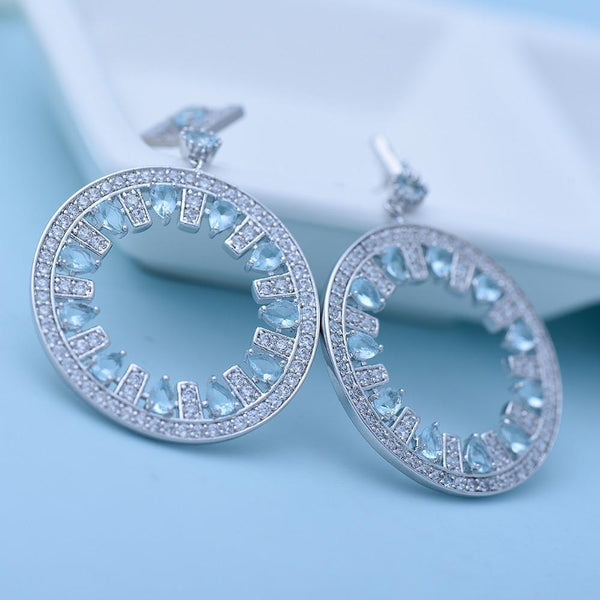 Light Blue Crystal Earrings - Kuberlo - Best Gift for - Imitation Jewellery - Designer Jewellery - one gram gold - fashion jewellery