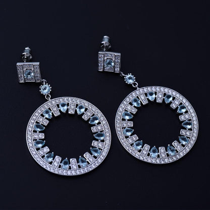 Light Blue Crystal Earrings - Kuberlo - Best Gift for - Imitation Jewellery - Designer Jewellery - one gram gold - fashion jewellery