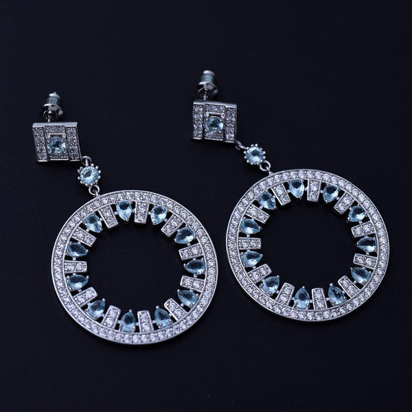Light Blue Crystal Earrings - Kuberlo - Best Gift for - Imitation Jewellery - Designer Jewellery - one gram gold - fashion jewellery