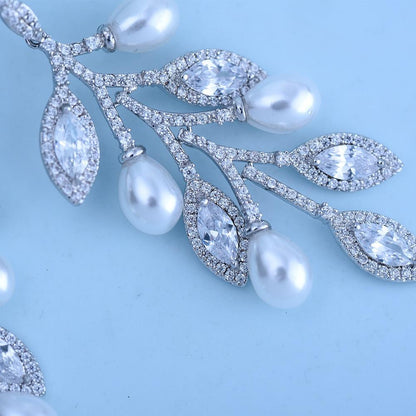 Leaf Pearl Dangler Earrings - Kuberlo - Best Gift for - Imitation Jewellery - Designer Jewellery - one gram gold - fashion jewellery