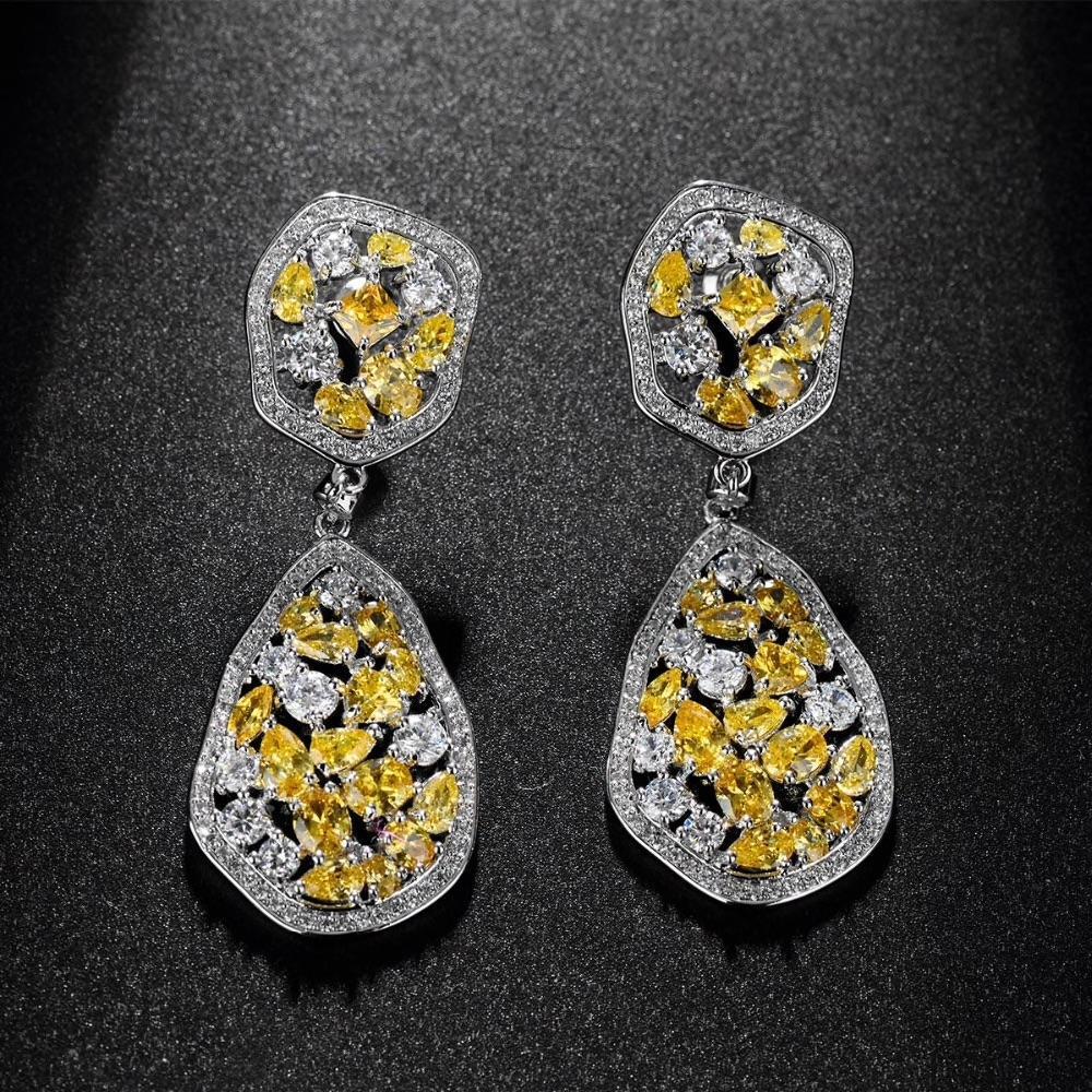Yellow Crystal Danglers - Kuberlo - Best Gift for - Imitation Jewellery - Designer Jewellery - one gram gold - fashion jewellery