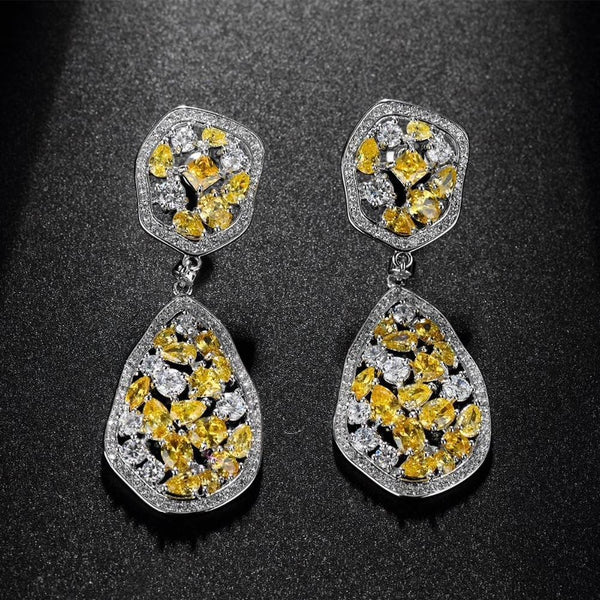 Yellow Crystal Danglers - Kuberlo - Best Gift for - Imitation Jewellery - Designer Jewellery - one gram gold - fashion jewellery