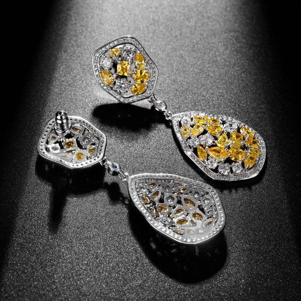 Yellow Crystal Danglers - Kuberlo - Best Gift for - Imitation Jewellery - Designer Jewellery - one gram gold - fashion jewellery