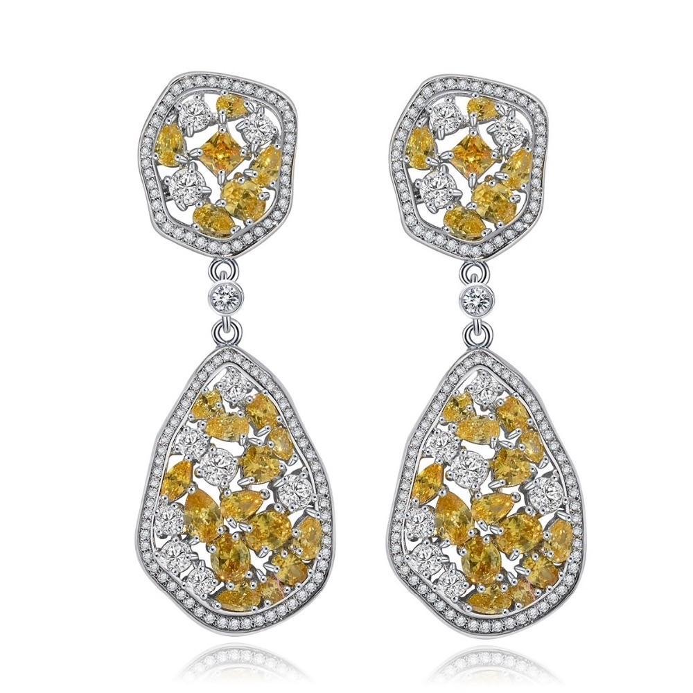 Yellow Crystal Danglers - Kuberlo - Best Gift for - Imitation Jewellery - Designer Jewellery - one gram gold - fashion jewellery