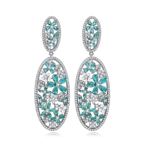 Blue Floral Earrings - Kuberlo - Best Gift for - Imitation Jewellery - Designer Jewellery - one gram gold - fashion jewellery