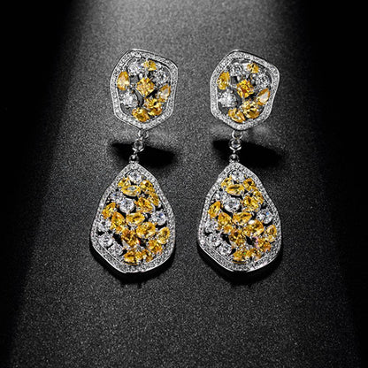 Yellow Crystal Danglers - Kuberlo - Best Gift for - Imitation Jewellery - Designer Jewellery - one gram gold - fashion jewellery