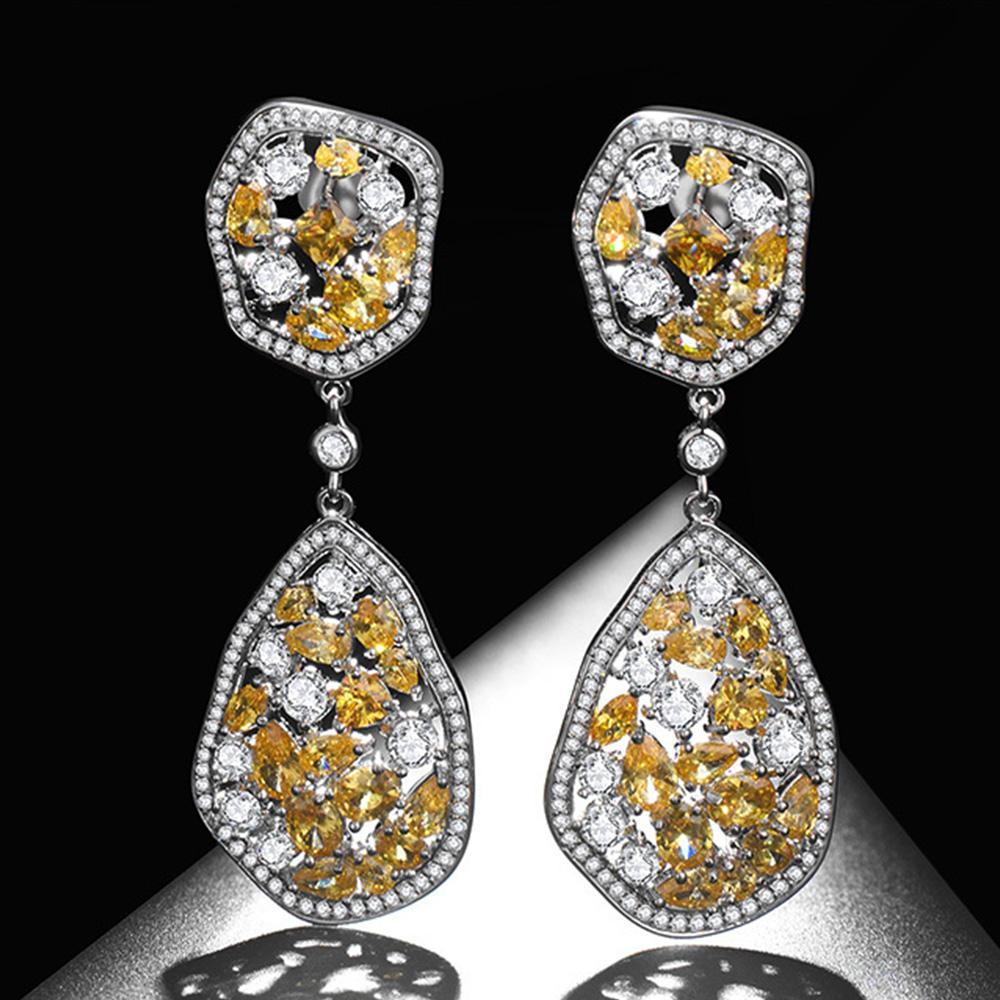 Yellow Crystal Danglers - Kuberlo - Best Gift for - Imitation Jewellery - Designer Jewellery - one gram gold - fashion jewellery