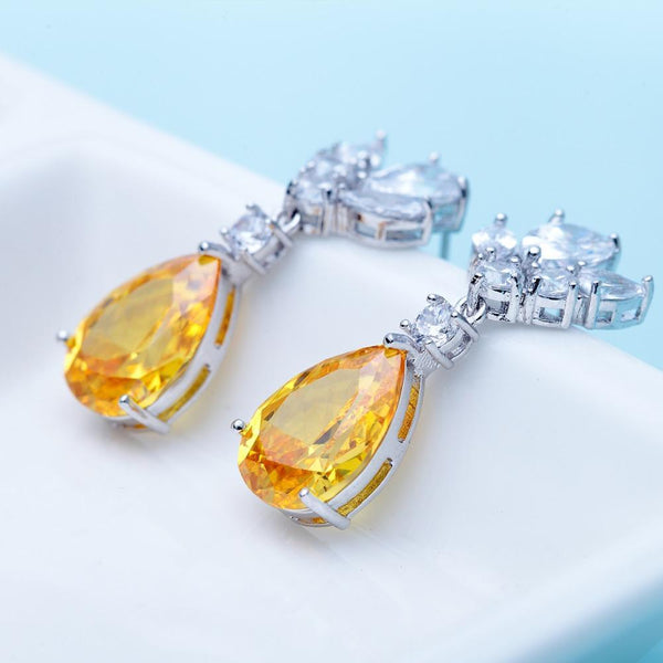 Citrine Crystal Earrings - Kuberlo - Best Gift for - Imitation Jewellery - Designer Jewellery - one gram gold - fashion jewellery