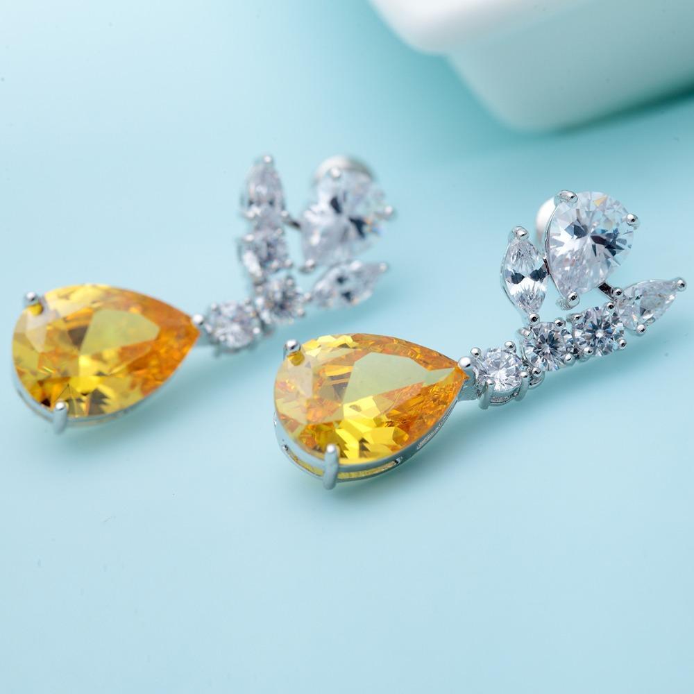 Citrine Crystal Earrings - Kuberlo - Best Gift for - Imitation Jewellery - Designer Jewellery - one gram gold - fashion jewellery