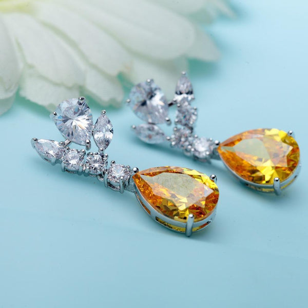 Citrine Crystal Earrings - Kuberlo - Best Gift for - Imitation Jewellery - Designer Jewellery - one gram gold - fashion jewellery