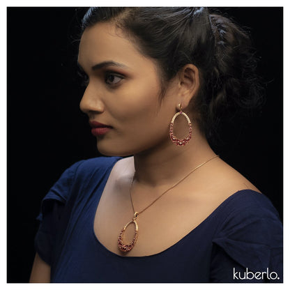 Kanoor Ruby Dangler Earrings - Kuberlo - Best Gift for - Imitation Jewellery - Designer Jewellery - one gram gold - fashion jewellery