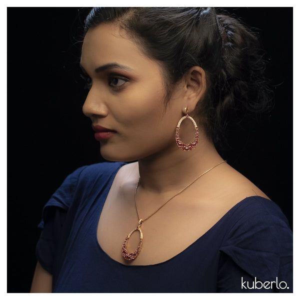 Gift Kanoor Ruby Dangler earrings - Kuberlo - Best Gift for - Imitation Jewellery - Designer Jewellery - one gram gold - fashion jewellery