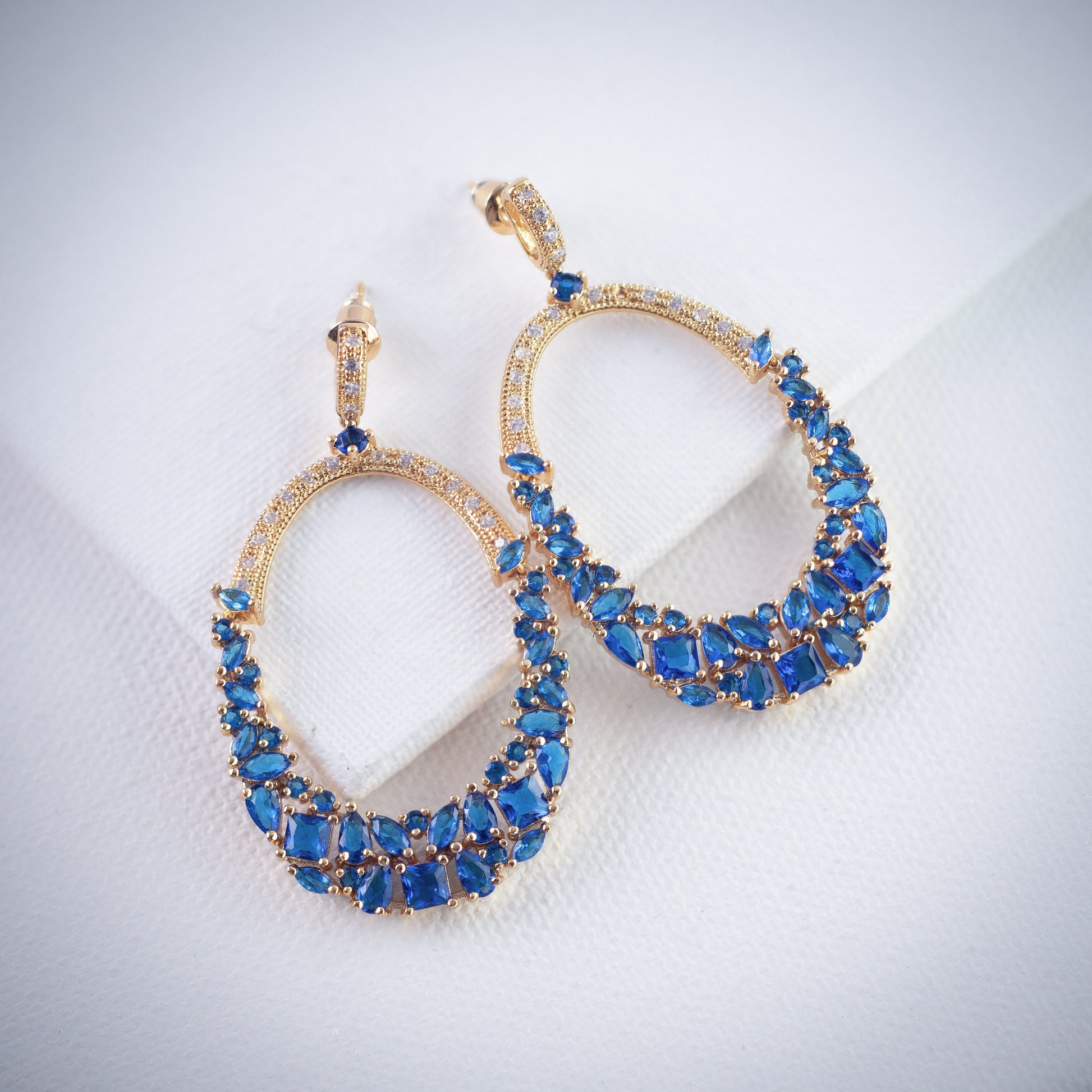 Kanoor Dangler Earrings  (Blue) - Kuberlo - Best Gift for - Imitation Jewellery - Designer Jewellery - one gram gold - fashion jewellery