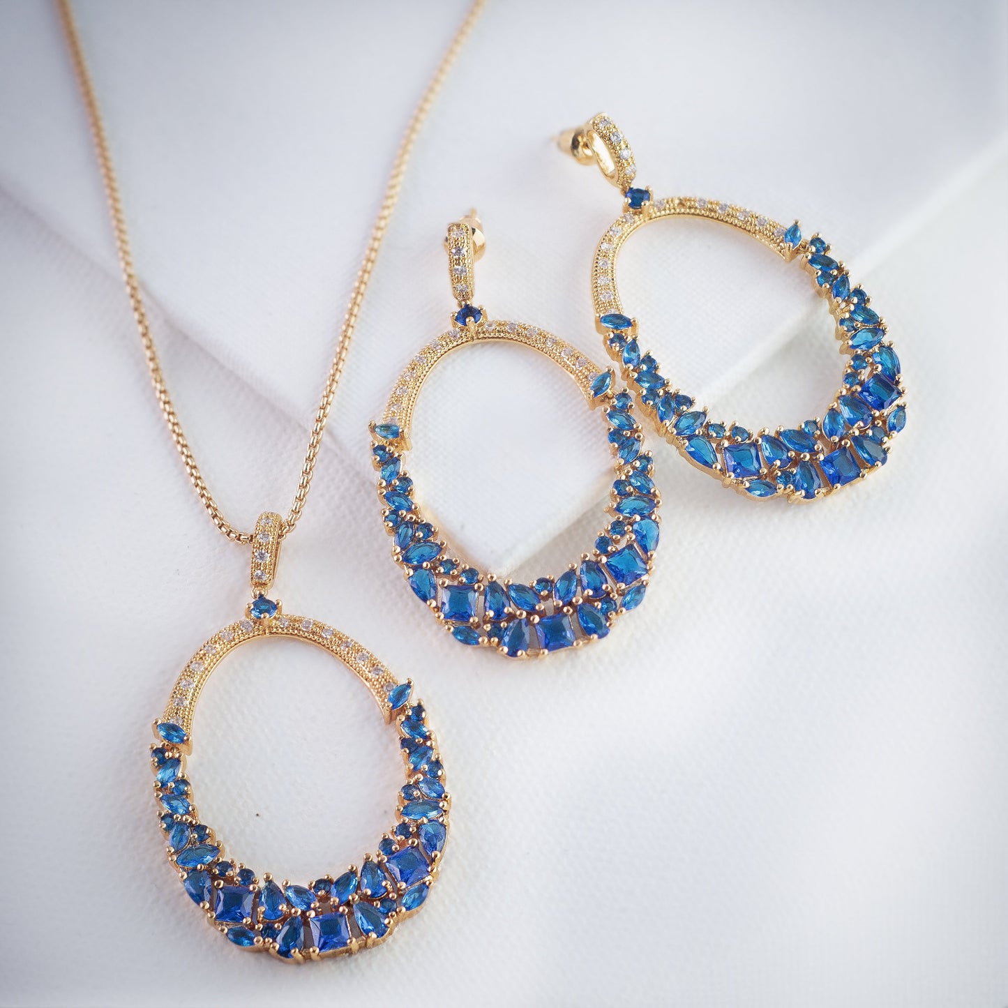 Kanoor Dangler Necklace Set - Blue - Kuberlo - Best Gift for - Imitation Jewellery - Designer Jewellery - one gram gold - fashion jewellery