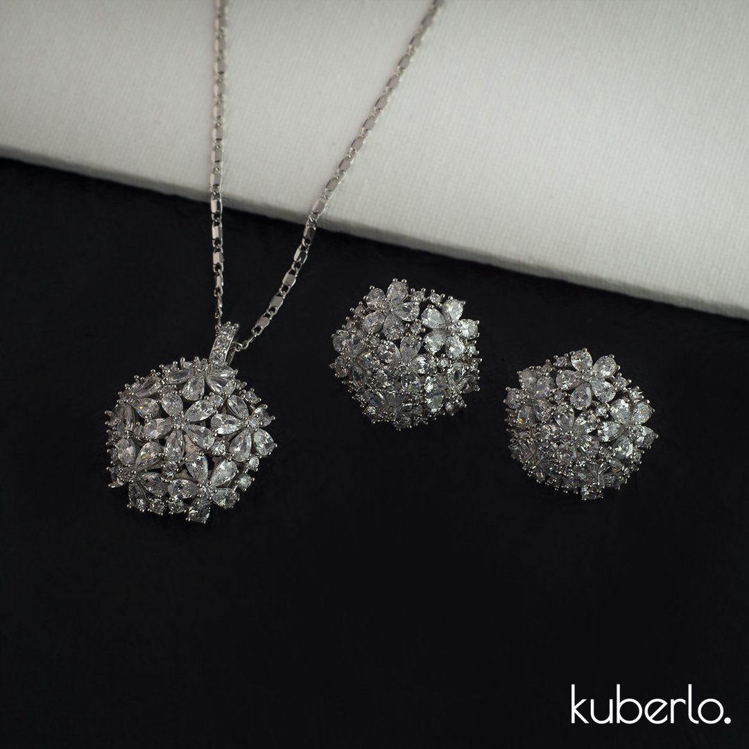 White Floral Necklace Set - Kuberlo - Best Gift for - Imitation Jewellery - Designer Jewellery - one gram gold - fashion jewellery