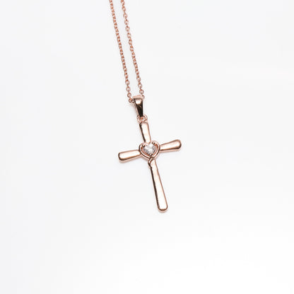 Jesus Crystal Cross Pendant (Rose Gold)