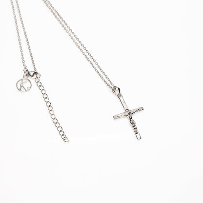 Jesus Cross Pendant (White Gold Plating)