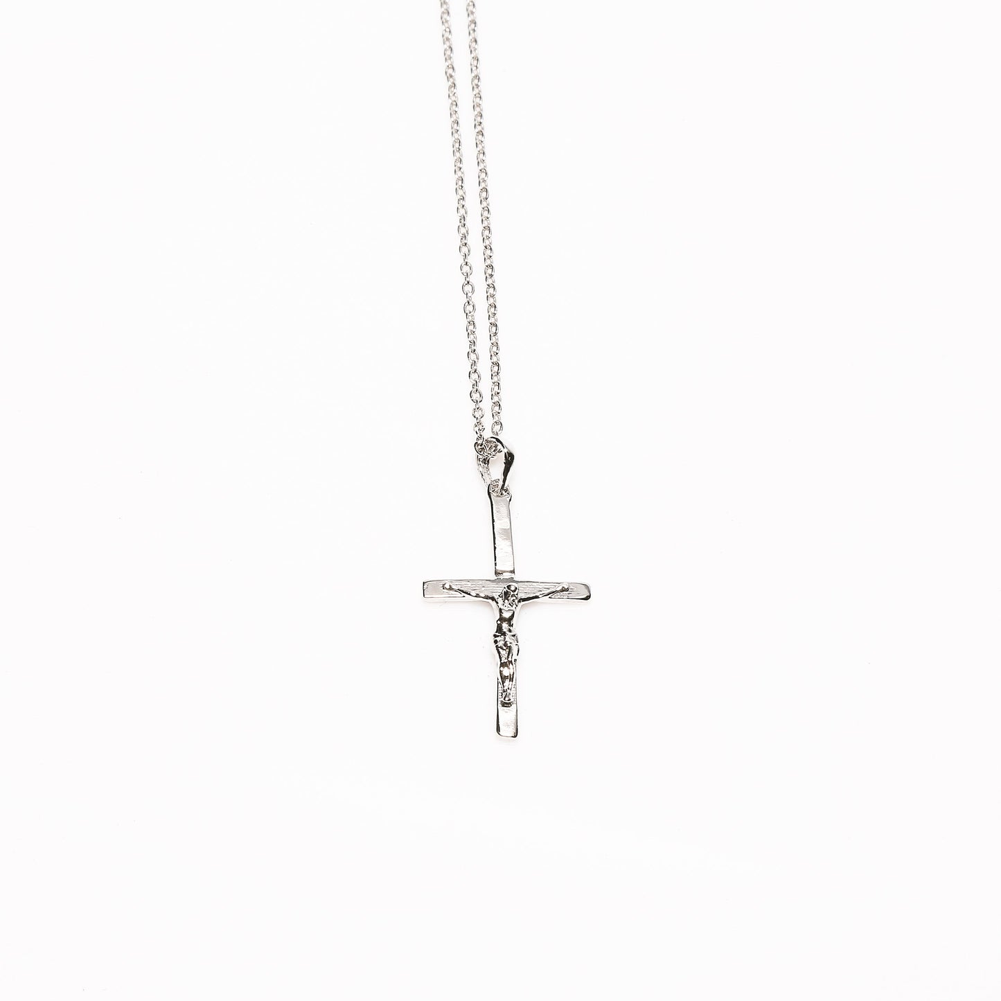 Jesus Cross Pendant (White Gold Plating)