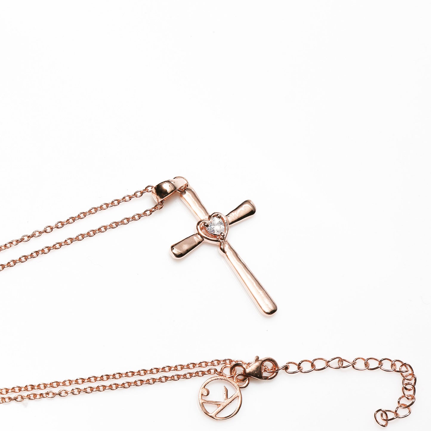 Jesus Crystal Cross Pendant (Rose Gold)