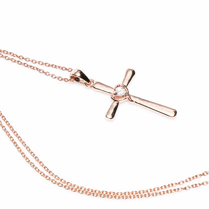 Jesus Crystal Cross Pendant (Rose Gold)